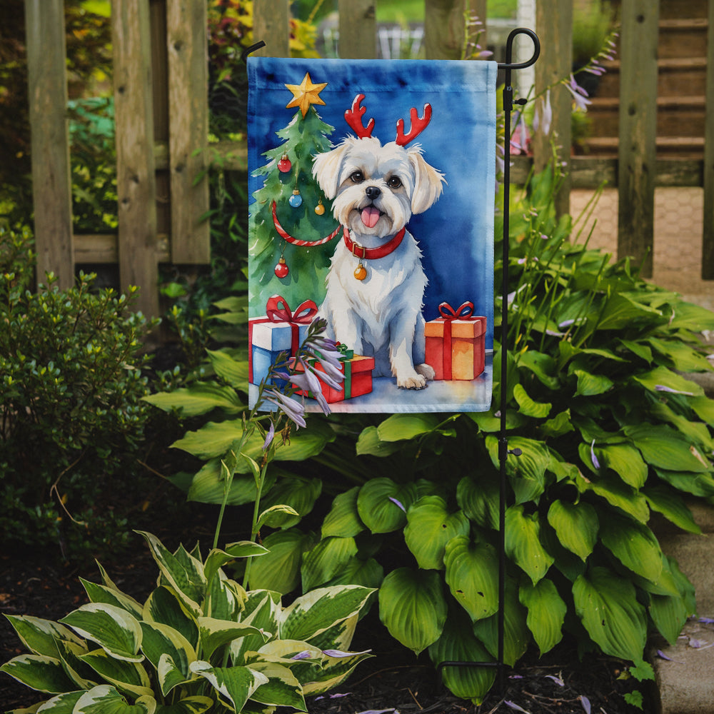 Maltese Christmas Reindeer Garden Flag Mailbox Decorative Yard Banner Outside Patio Artwork for Flower Beds, Garden Size, Multicolor