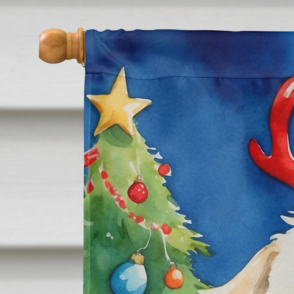 Maltipoo Christmas Reindeer House Flag 28x40 Porch Sleeve Pole Decorative Outside Yard Banner Artwork Wall Hanging, Polyester