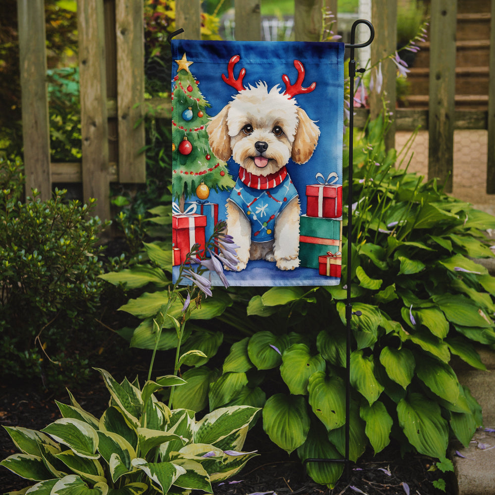 Maltipoo Christmas Reindeer Garden Flag Mailbox Decorative Yard Banner Outside Patio Artwork for Flower Beds, Garden Size, Multicolor