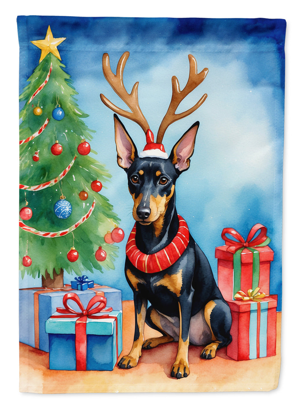 Manchester Terrier Christmas Reindeer Garden Flag Mailbox Decorative Yard Banner Outside Patio Artwork for Flower Beds, Garden Size, Multicolor