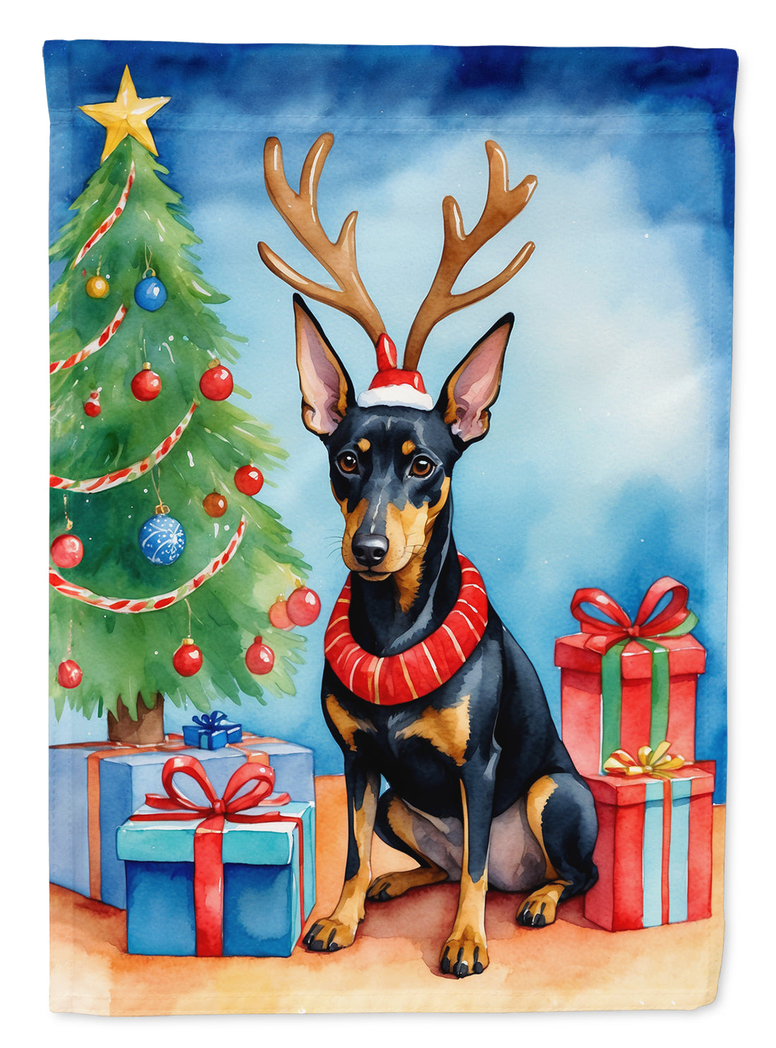 Manchester Terrier Christmas Reindeer Garden Flag Mailbox Decorative Yard Banner Outside Patio Artwork for Flower Beds, Garden Size, Multicolor