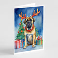 Mastiff Christmas Reindeer Greeting Cards Pack of 8 Blank Cards with Envelopes Whimsical A7 Size 5x7