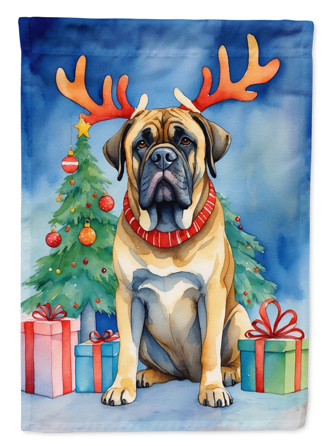 Mastiff Christmas Reindeer Garden Flag Mailbox Decorative Yard Banner Outside Patio Artwork for Flower Beds, Garden Size, Multicolor