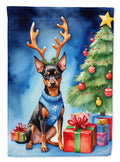 Miniature Pinscher Christmas Reindeer Garden Flag Mailbox Decorative Yard Banner Outside Patio Artwork for Flower Beds, Garden Size, Multicolor