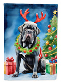 Neapolitan Mastiff Christmas Reindeer House Flag 28x40 Porch Sleeve Pole Decorative Outside Yard Banner Artwork Wall Hanging, Polyester