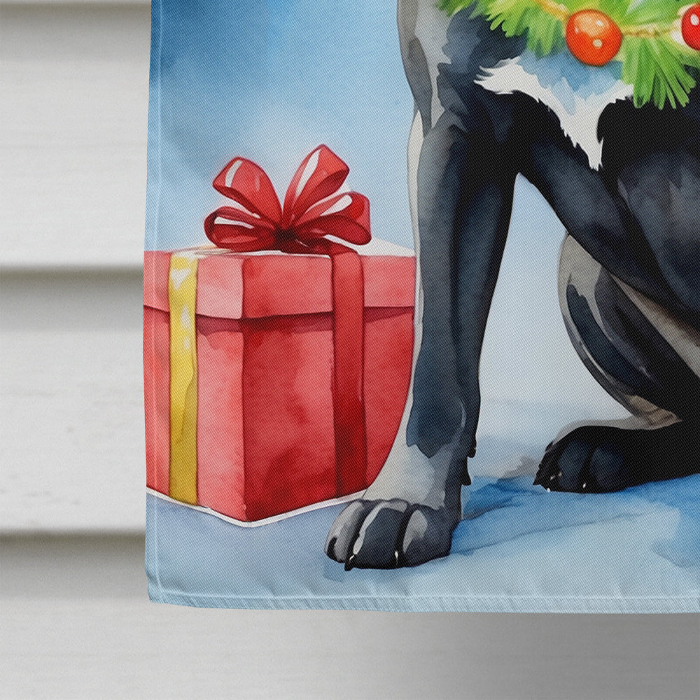 Neapolitan Mastiff Christmas Reindeer House Flag 28x40 Porch Sleeve Pole Decorative Outside Yard Banner Artwork Wall Hanging, Polyester