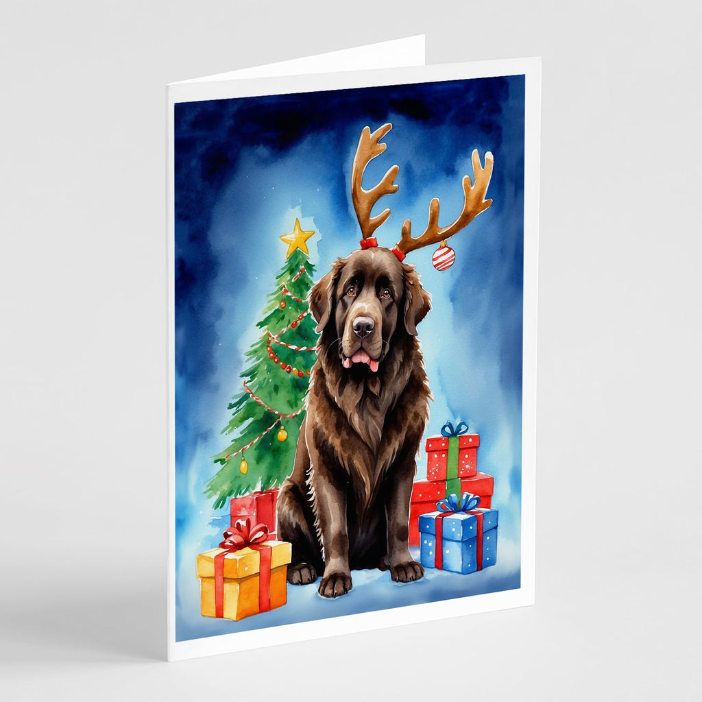 Chocolate Christmas Reindeer Greeting Cards Pack of 8 Blank Cards with Envelopes Whimsical A7 Size 5x7