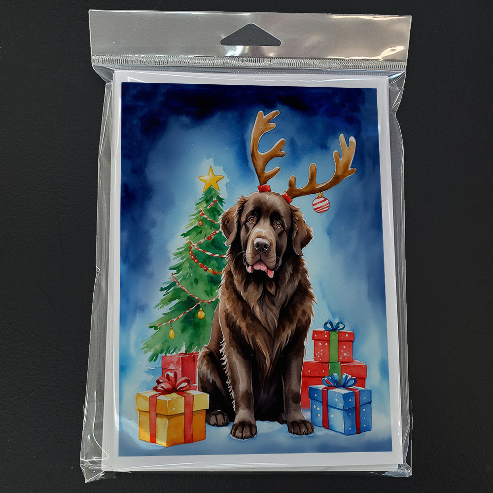 Chocolate Christmas Reindeer Greeting Cards Pack of 8 Blank Cards with Envelopes Whimsical A7 Size 5x7