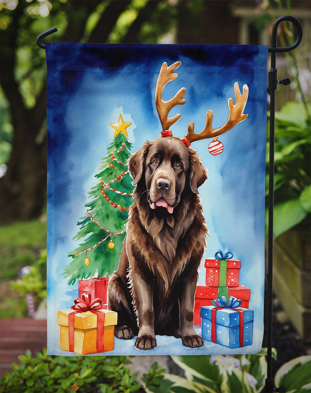 Chocolate Christmas Reindeer Garden Flag Mailbox Decorative Yard Banner Outside Patio Artwork for Flower Beds, Garden Size, Multicolor
