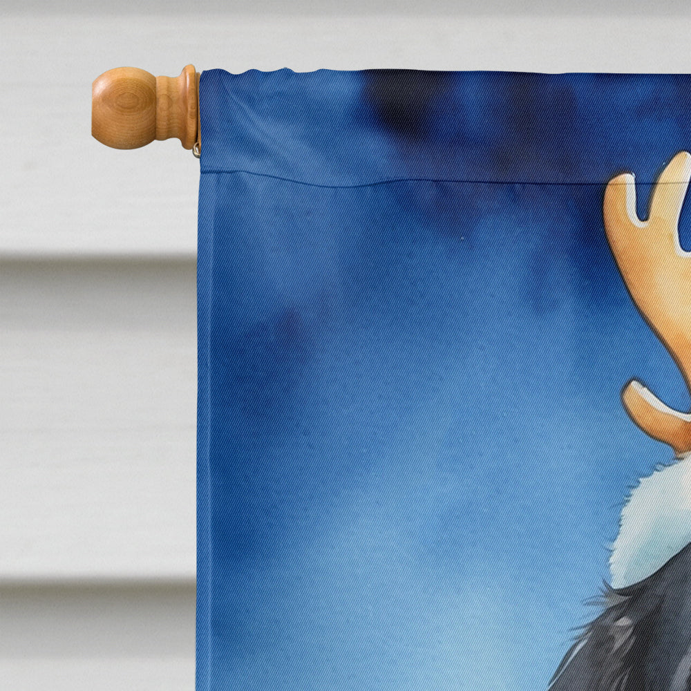 Newfoundland Christmas Reindeer House Flag 28x40 Porch Sleeve Pole Decorative Outside Yard Banner Artwork Wall Hanging, Polyester
