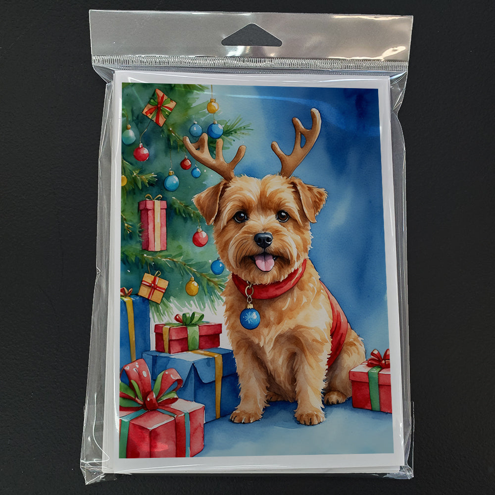 Norfolk Terrier Christmas Reindeer Greeting Cards Pack of 8 Blank Cards with Envelopes Whimsical A7 Size 5x7