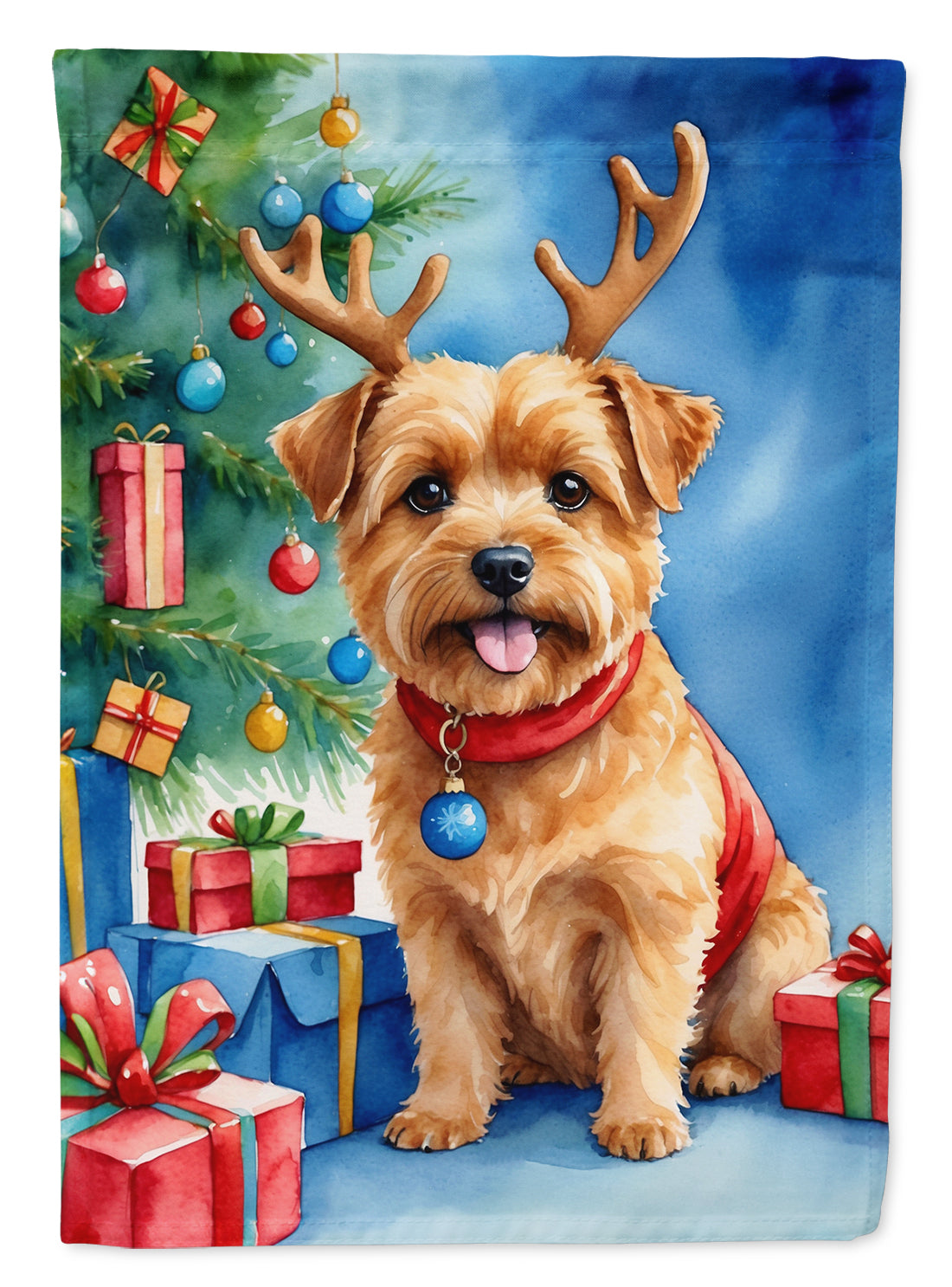 Norfolk Terrier Christmas Reindeer Garden Flag Mailbox Decorative Yard Banner Outside Patio Artwork for Flower Beds, Garden Size, Multicolor
