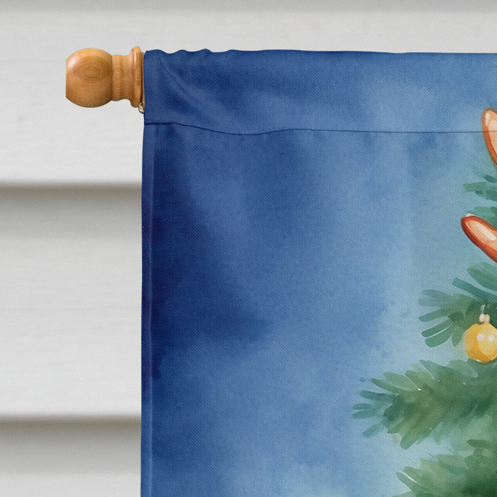 Norwegian Elkhound Christmas Reindeer House Flag 28x40 Porch Sleeve Pole Decorative Outside Yard Banner Artwork Wall Hanging, Polyester