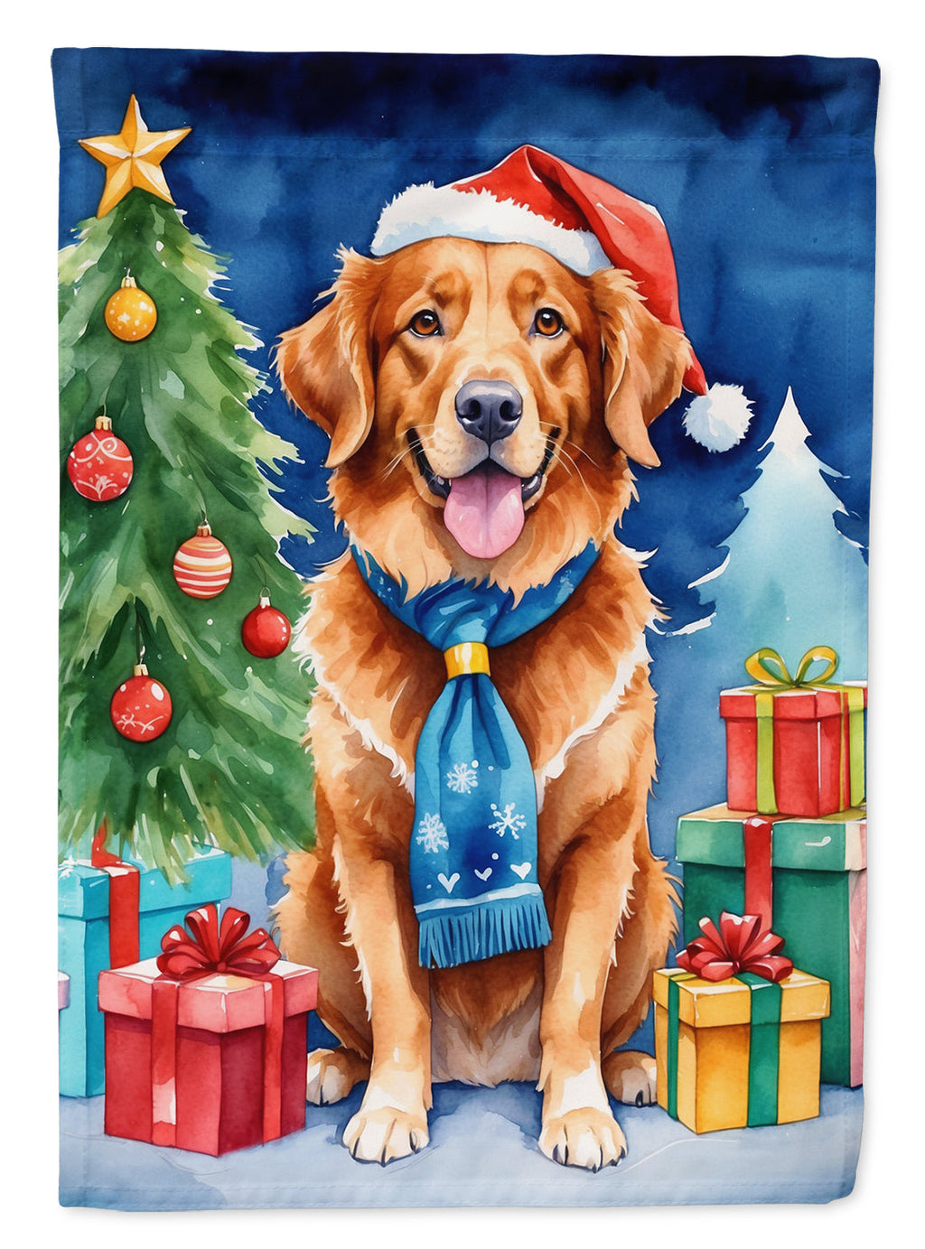 Nova Scotia Duck Tolling Retriever Christmas Reindeer House Flag 28x40 Porch Sleeve Pole Decorative Outside Yard Banner Artwork Wall Hanging, Polyester