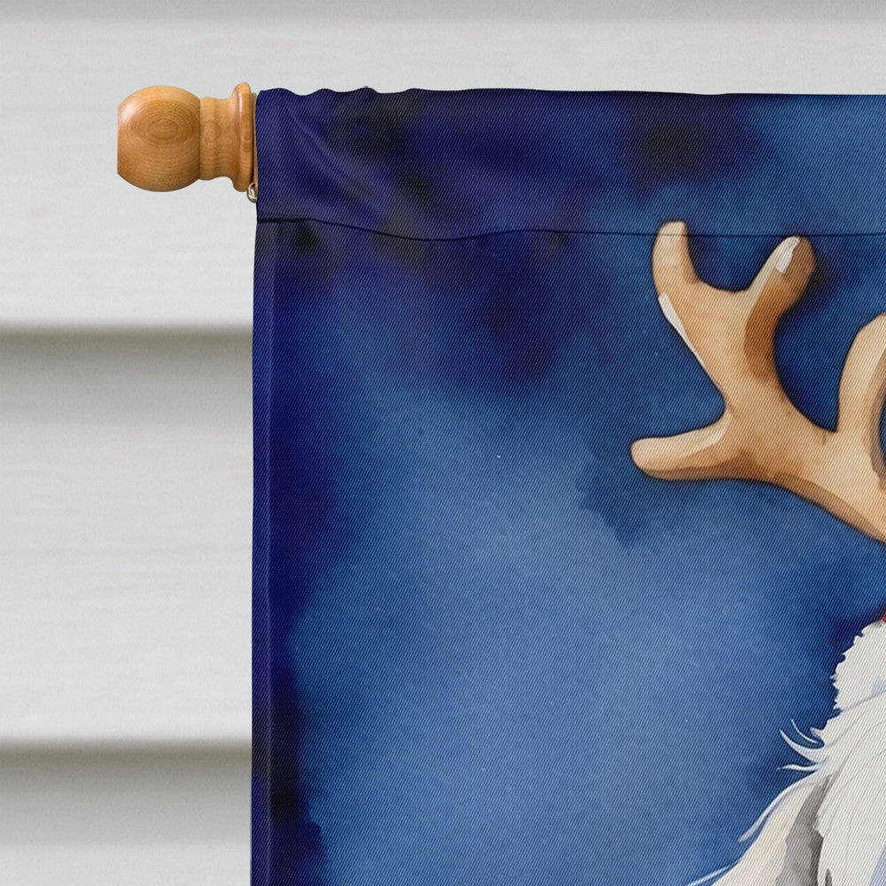 Old English Sheepdog Christmas Reindeer House Flag 28x40 Porch Sleeve Pole Decorative Outside Yard Banner Artwork Wall Hanging, Polyester