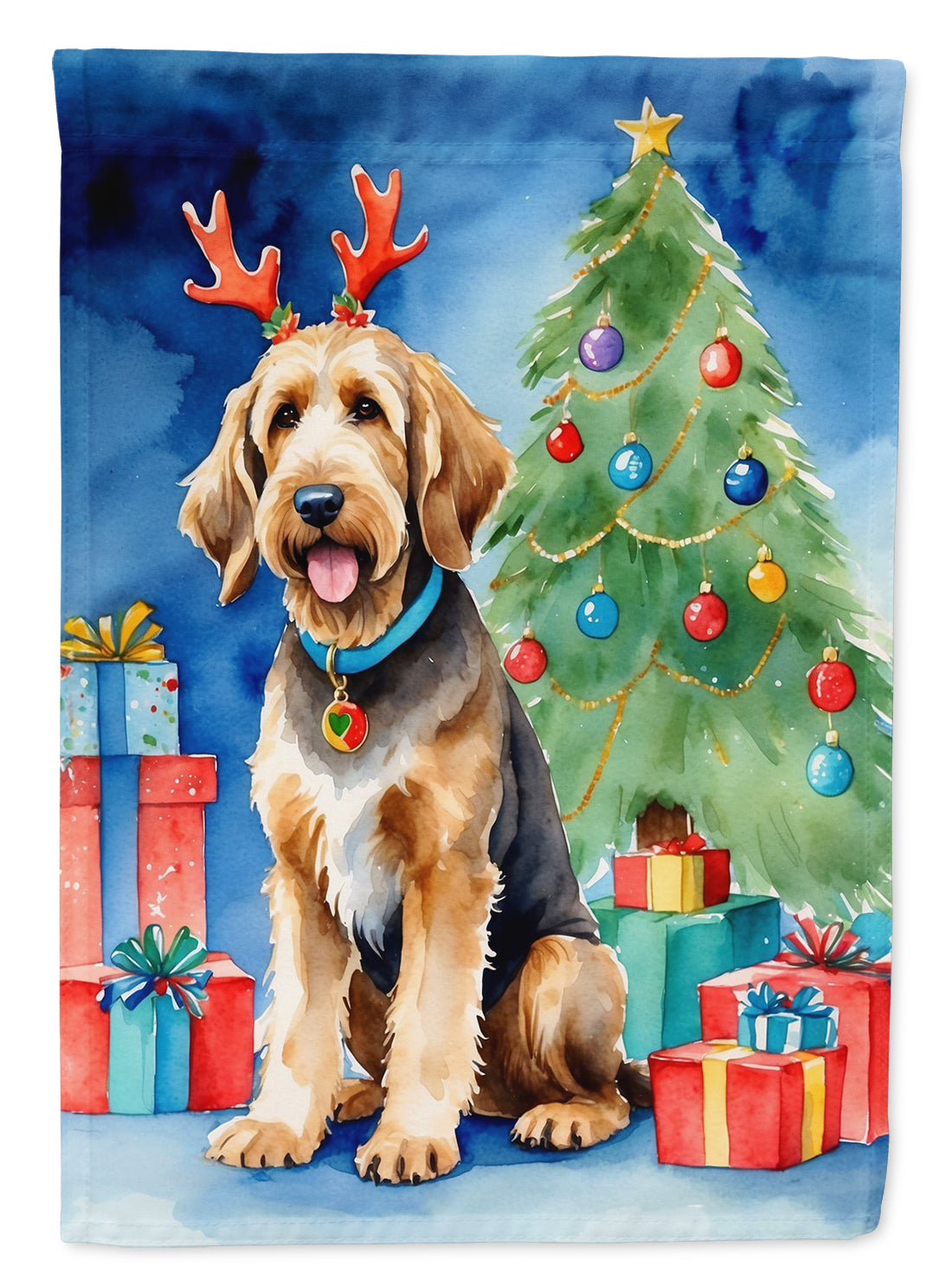 Otterhound Christmas Reindeer Garden Flag Mailbox Decorative Yard Banner Outside Patio Artwork for Flower Beds, Garden Size, Multicolor