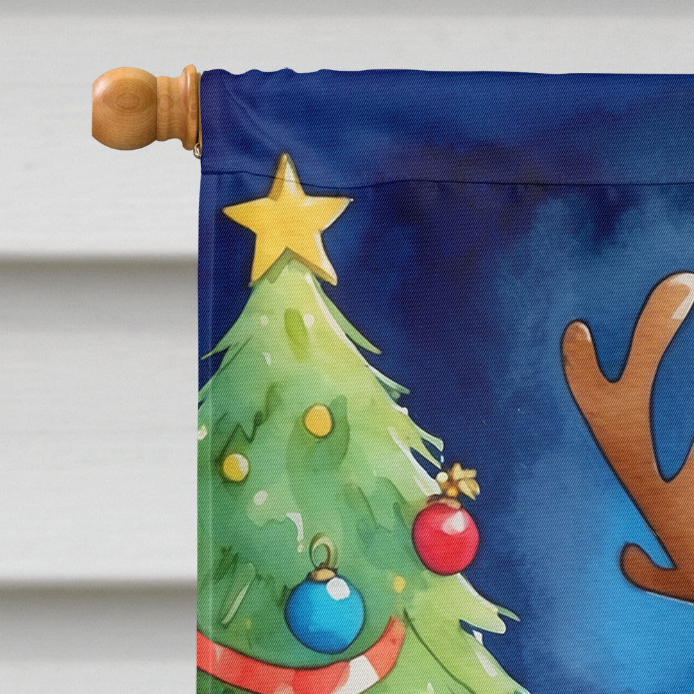 Pekingese Christmas Reindeer House Flag 28x40 Porch Sleeve Pole Decorative Outside Yard Banner Artwork Wall Hanging, Polyester