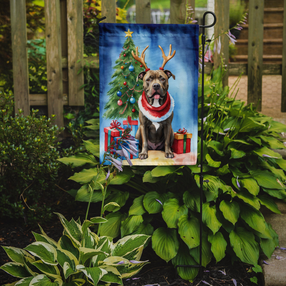 Pit Bull Terrier Christmas Reindeer Garden Flag Mailbox Decorative Yard Banner Outside Patio Artwork for Flower Beds, Garden Size, Multicolor