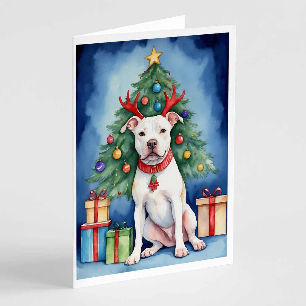 Pit Bull Terrier Christmas Reindeer Greeting Cards Pack of 8 Blank Cards with Envelopes Whimsical A7 Size 5x7
