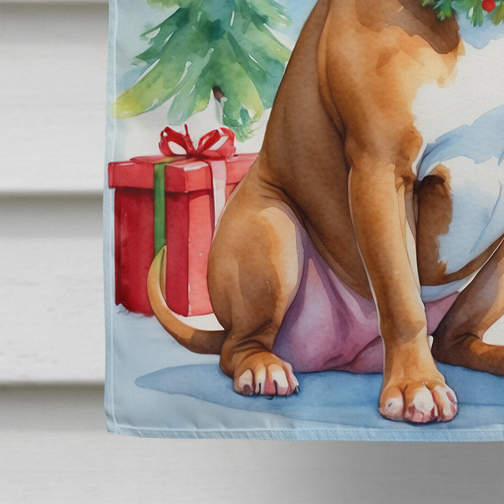 Pit Bull Terrier Christmas Reindeer House Flag 28x40 Porch Sleeve Pole Decorative Outside Yard Banner Artwork Wall Hanging, Polyester