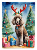 Chocolate Standard Poodle Christmas Reindeer Garden Flag Mailbox Decorative Yard Banner Outside Patio Artwork for Flower Beds, Garden Size, Multicolor