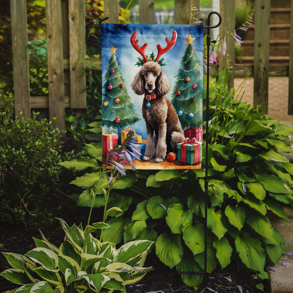 Chocolate Standard Poodle Christmas Reindeer Garden Flag Mailbox Decorative Yard Banner Outside Patio Artwork for Flower Beds, Garden Size, Multicolor