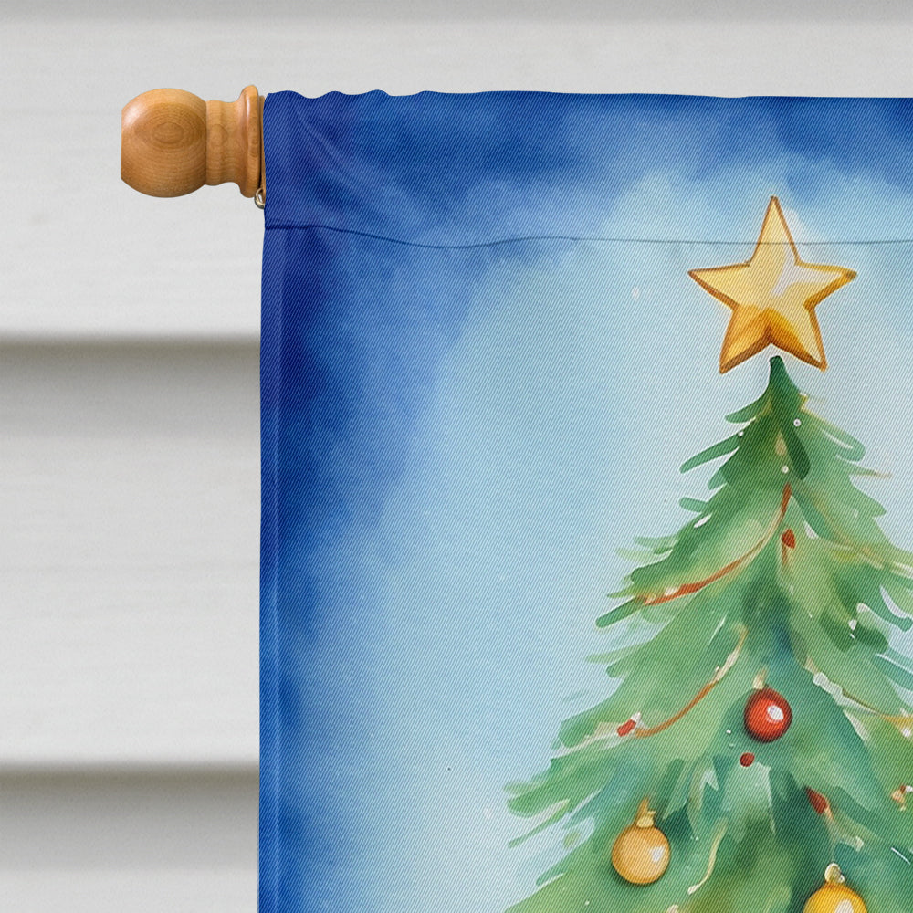 Chocolate Toy Poodle Christmas Reindeer House Flag 28x40 Porch Sleeve Pole Decorative Outside Yard Banner Artwork Wall Hanging, Polyester