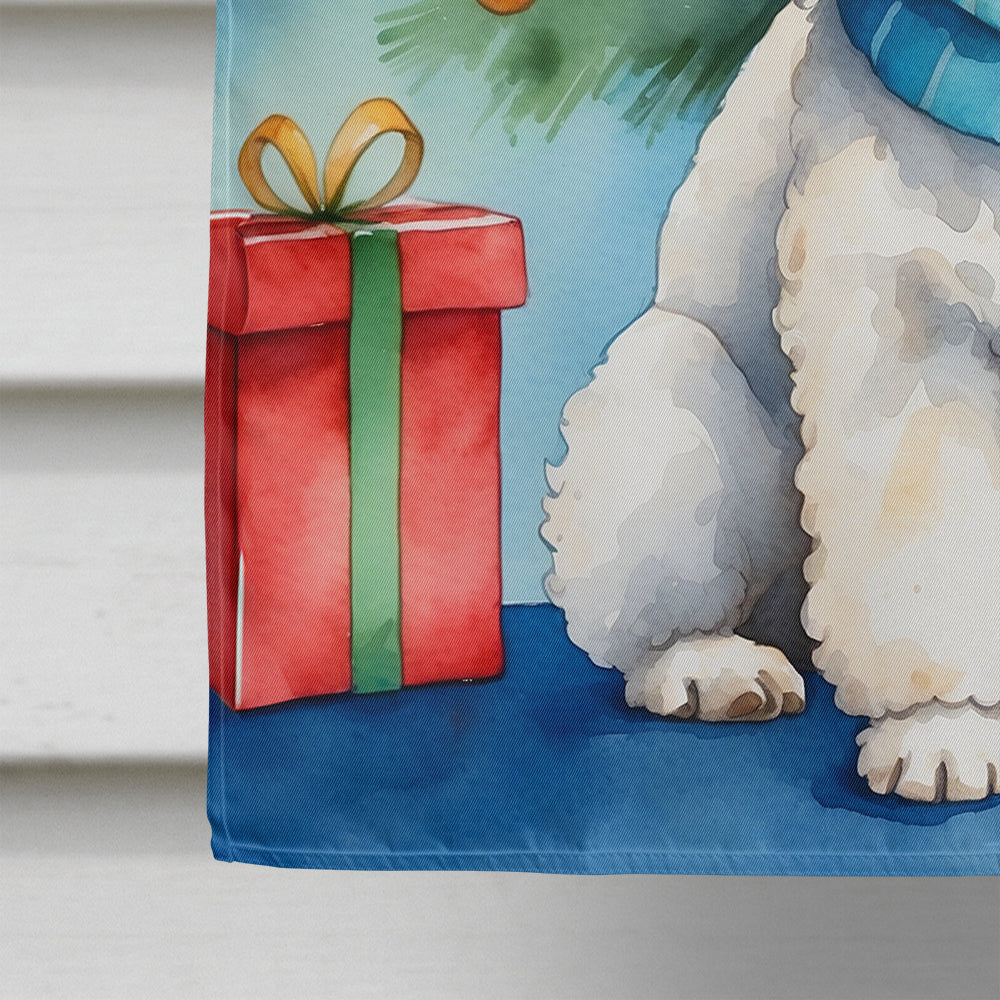 White Toy Poodle Christmas Reindeer House Flag 28x40 Porch Sleeve Pole Decorative Outside Yard Banner Artwork Wall Hanging, Polyester