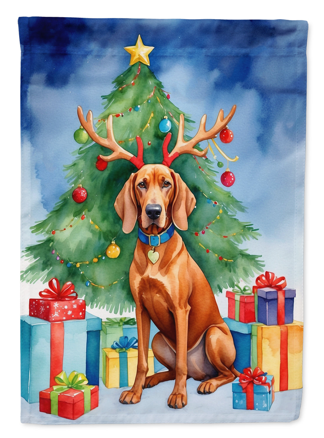 Redbone Coonhound Christmas Reindeer Garden Flag Mailbox Decorative Yard Banner Outside Patio Artwork for Flower Beds, Garden Size, Multicolor