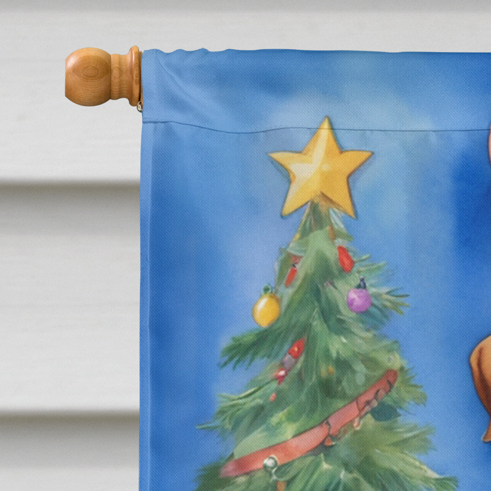 Rhodesian Ridgeback Christmas Reindeer House Flag 28x40 Porch Sleeve Pole Decorative Outside Yard Banner Artwork Wall Hanging, Polyester
