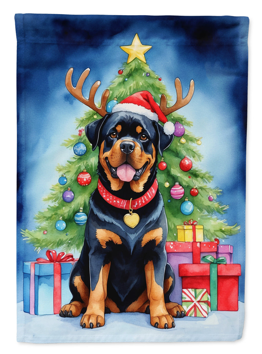Rottweiler Christmas Reindeer Garden Flag Mailbox Decorative Yard Banner Outside Patio Artwork for Flower Beds, Garden Size, Multicolor