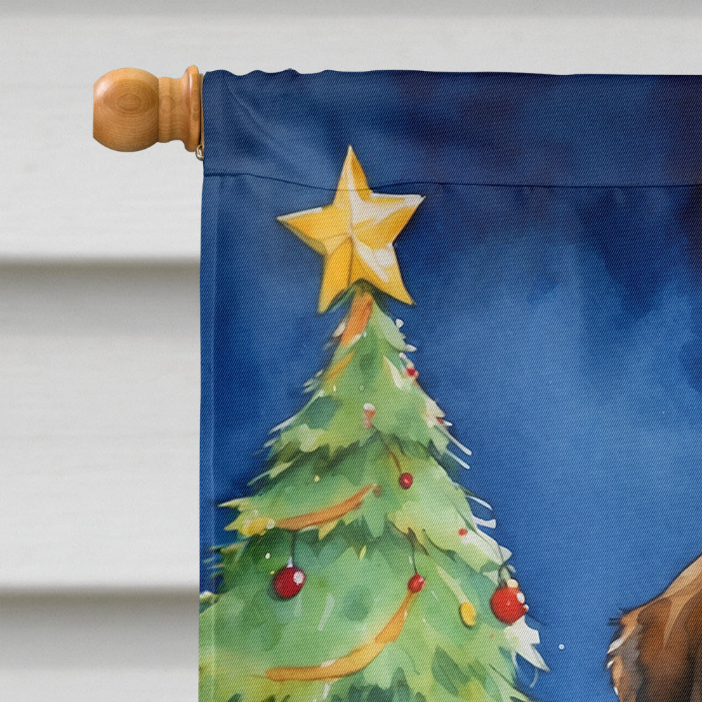 Saint Bernard Christmas Reindeer House Flag 28x40 Porch Sleeve Pole Decorative Outside Yard Banner Artwork Wall Hanging, Polyester