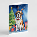 Saint Bernard Christmas Reindeer Greeting Cards Pack of 8 Blank Cards with Envelopes Whimsical A7 Size 5x7
