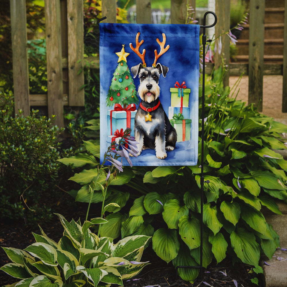 Schnauzer Christmas Reindeer Garden Flag Mailbox Decorative Yard Banner Outside Patio Artwork for Flower Beds, Garden Size, Multicolor