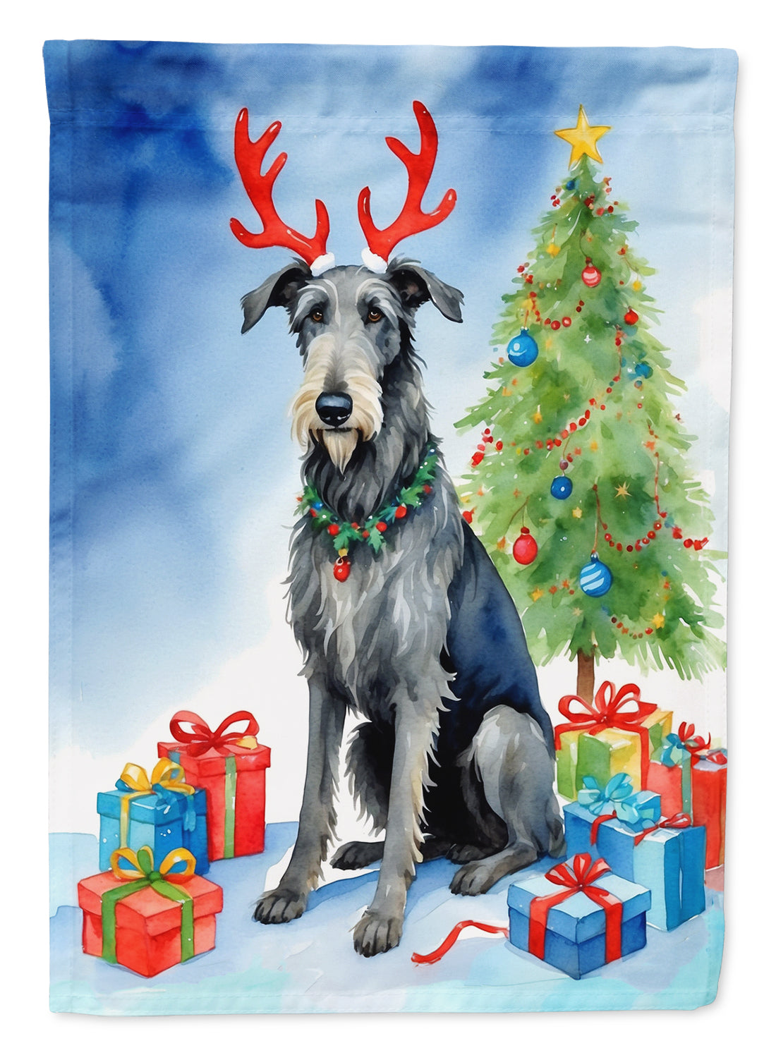 Scottish Deerhound Christmas Reindeer Garden Flag Mailbox Decorative Yard Banner Outside Patio Artwork for Flower Beds, Garden Size, Multicolor