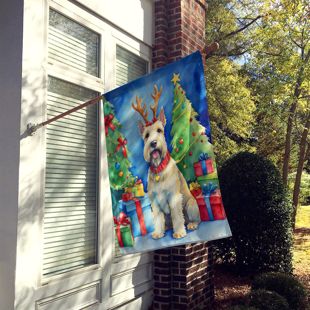 Scottish Terrier Christmas Reindeer House Flag 28x40 Porch Sleeve Pole Decorative Outside Yard Banner Artwork Wall Hanging, Polyester