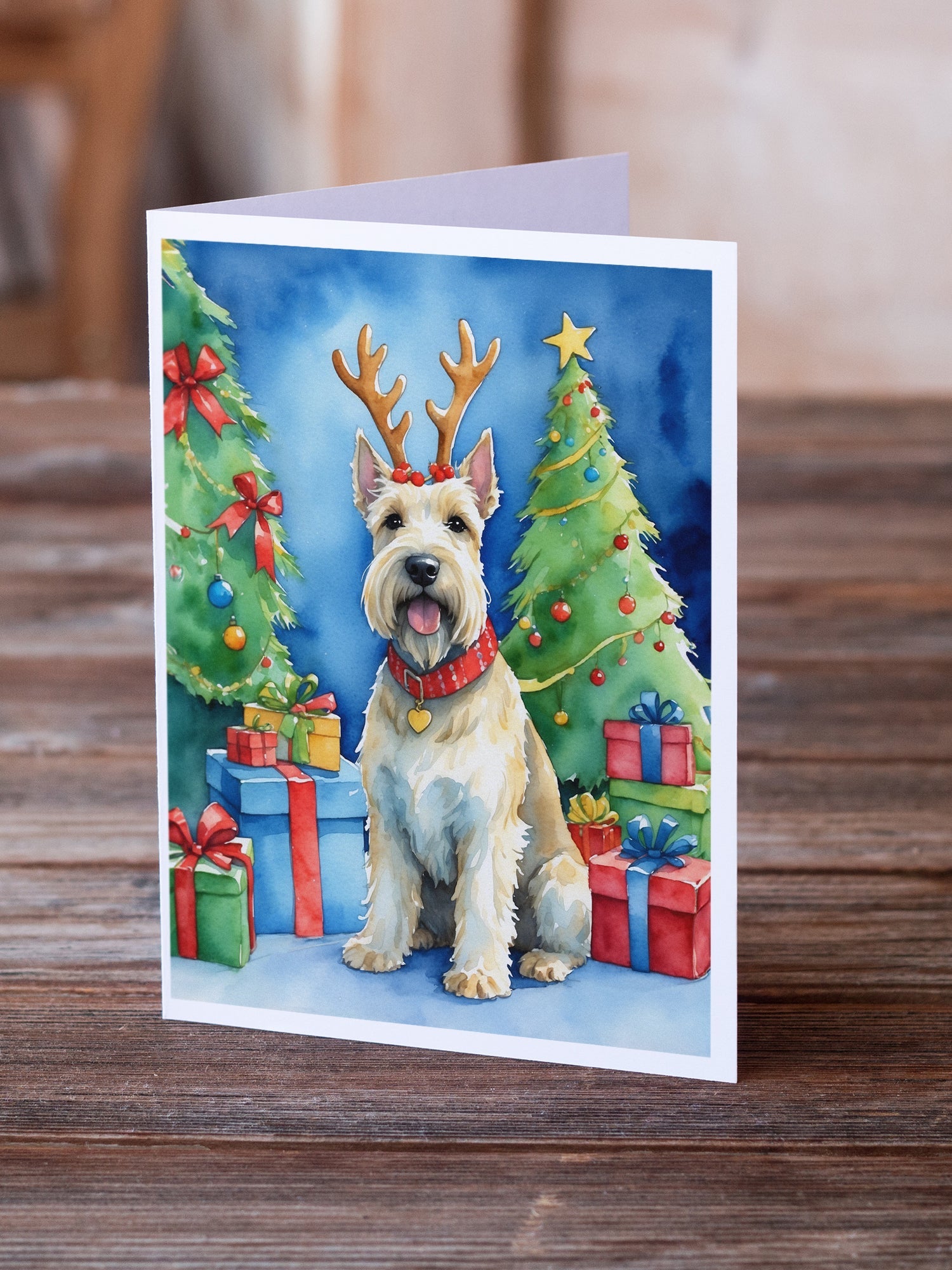 Scottish Terrier Christmas Reindeer Greeting Cards Pack of 8 Blank Cards with Envelopes Whimsical A7 Size 5x7
