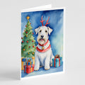 Sealyham Terrier Christmas Reindeer Greeting Cards Pack of 8 Blank Cards with Envelopes Whimsical A7 Size 5x7