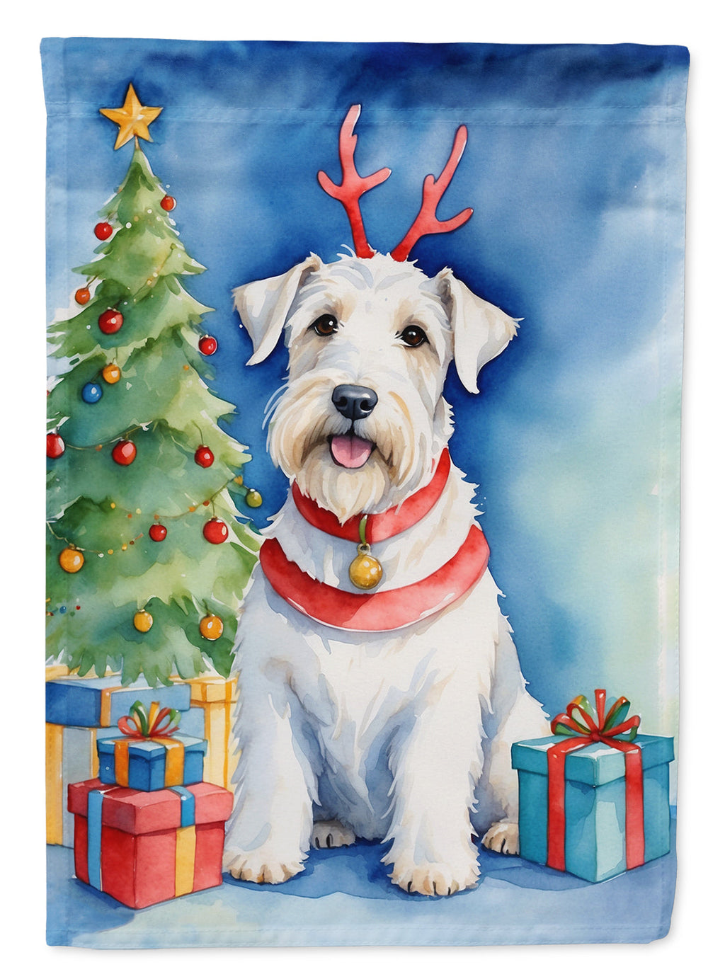 Sealyham Terrier Christmas Reindeer Garden Flag Mailbox Decorative Yard Banner Outside Patio Artwork for Flower Beds, Garden Size, Multicolor