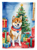 Shiba Inu Christmas Reindeer House Flag 28x40 Porch Sleeve Pole Decorative Outside Yard Banner Artwork Wall Hanging, Polyester