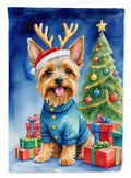 Silky Terrier Christmas Reindeer House Flag 28x40 Porch Sleeve Pole Decorative Outside Yard Banner Artwork Wall Hanging, Polyester