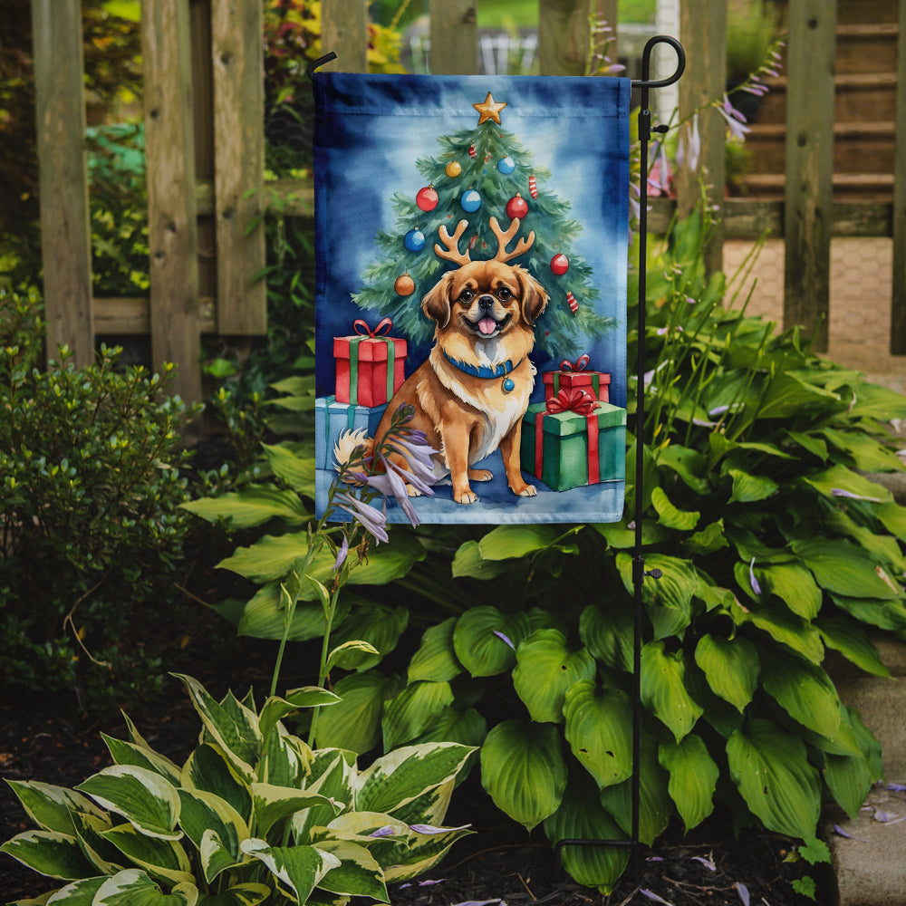 Tibetan Spaniel Christmas Reindeer Garden Flag Mailbox Decorative Yard Banner Outside Patio Artwork for Flower Beds, Garden Size, Multicolor