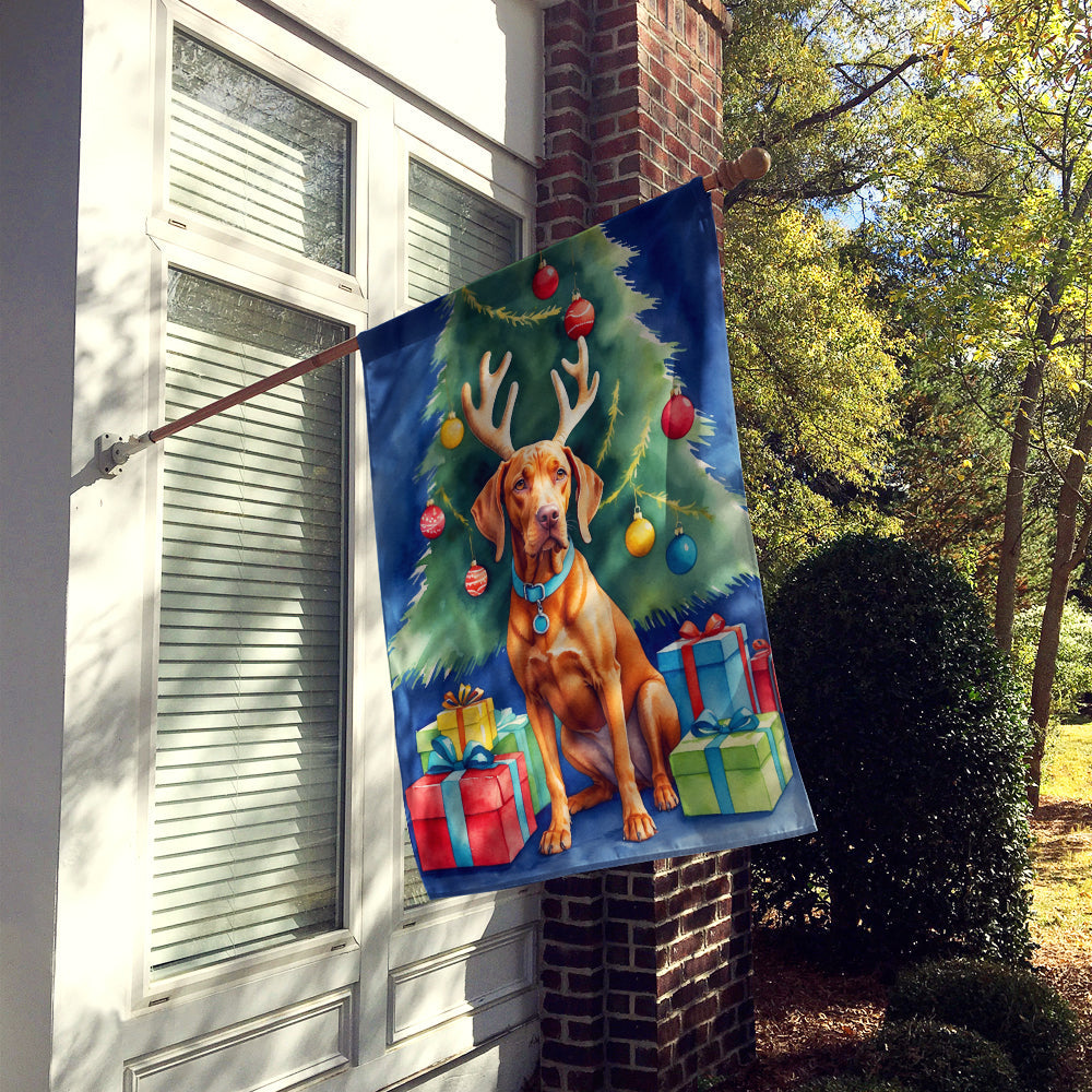 Vizsla Christmas Reindeer House Flag 28x40 Porch Sleeve Pole Decorative Outside Yard Banner Artwork Wall Hanging, Polyester