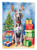 Weimaraner Christmas Reindeer House Flag 28x40 Porch Sleeve Pole Decorative Outside Yard Banner Artwork Wall Hanging, Polyester