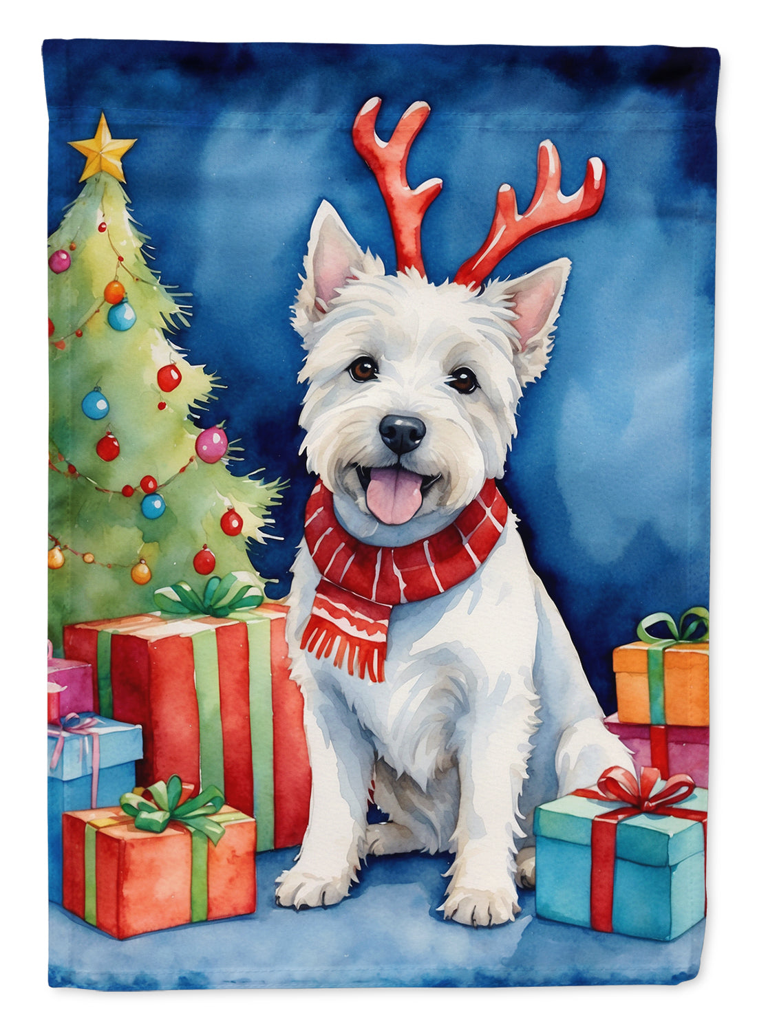 Westie Christmas Reindeer Garden Flag Mailbox Decorative Yard Banner Outside Patio Artwork for Flower Beds, Garden Size, Multicolor