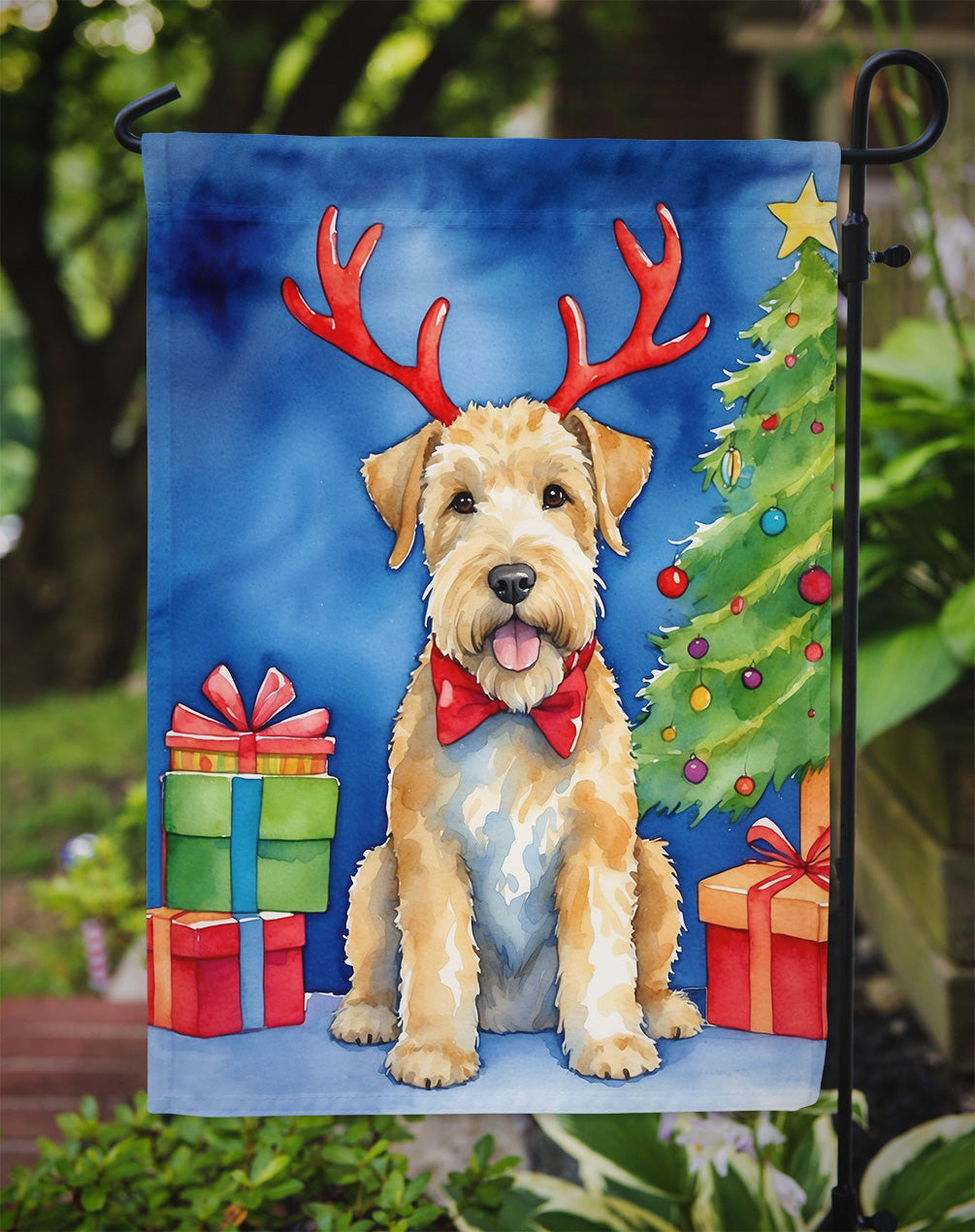 Wheaten Terrier Christmas Reindeer Garden Flag Mailbox Decorative Yard Banner Outside Patio Artwork for Flower Beds, Garden Size, Multicolor