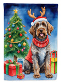 Wirehaired Pointing Griffon Christmas Reindeer House Flag 28x40 Porch Sleeve Pole Decorative Outside Yard Banner Artwork Wall Hanging, Polyester