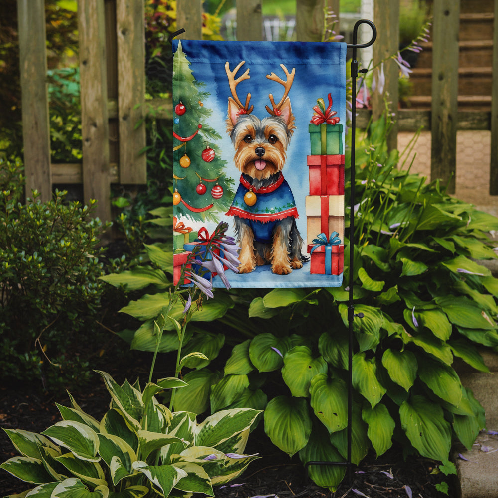 Yorkshire Terrier Yorkie Christmas Reindeer Garden Flag Mailbox Decorative Yard Banner Outside Patio Artwork for Flower Beds, Garden Size, Multicolor