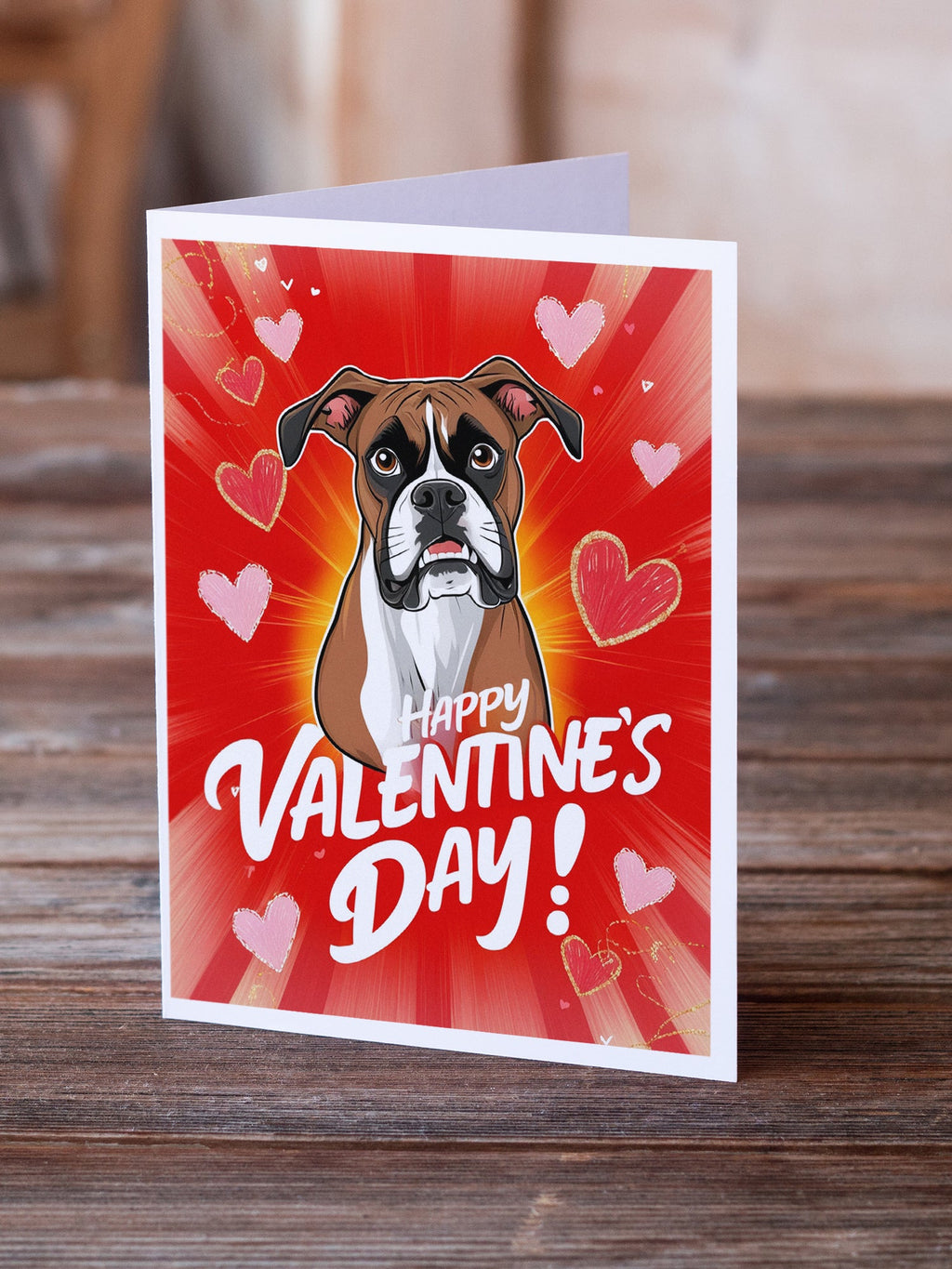 Boxer Happy Valentine's Day Greeting Cards Pack of 8 Blank Cards with Envelopes Whimsical A7 Size 5x7