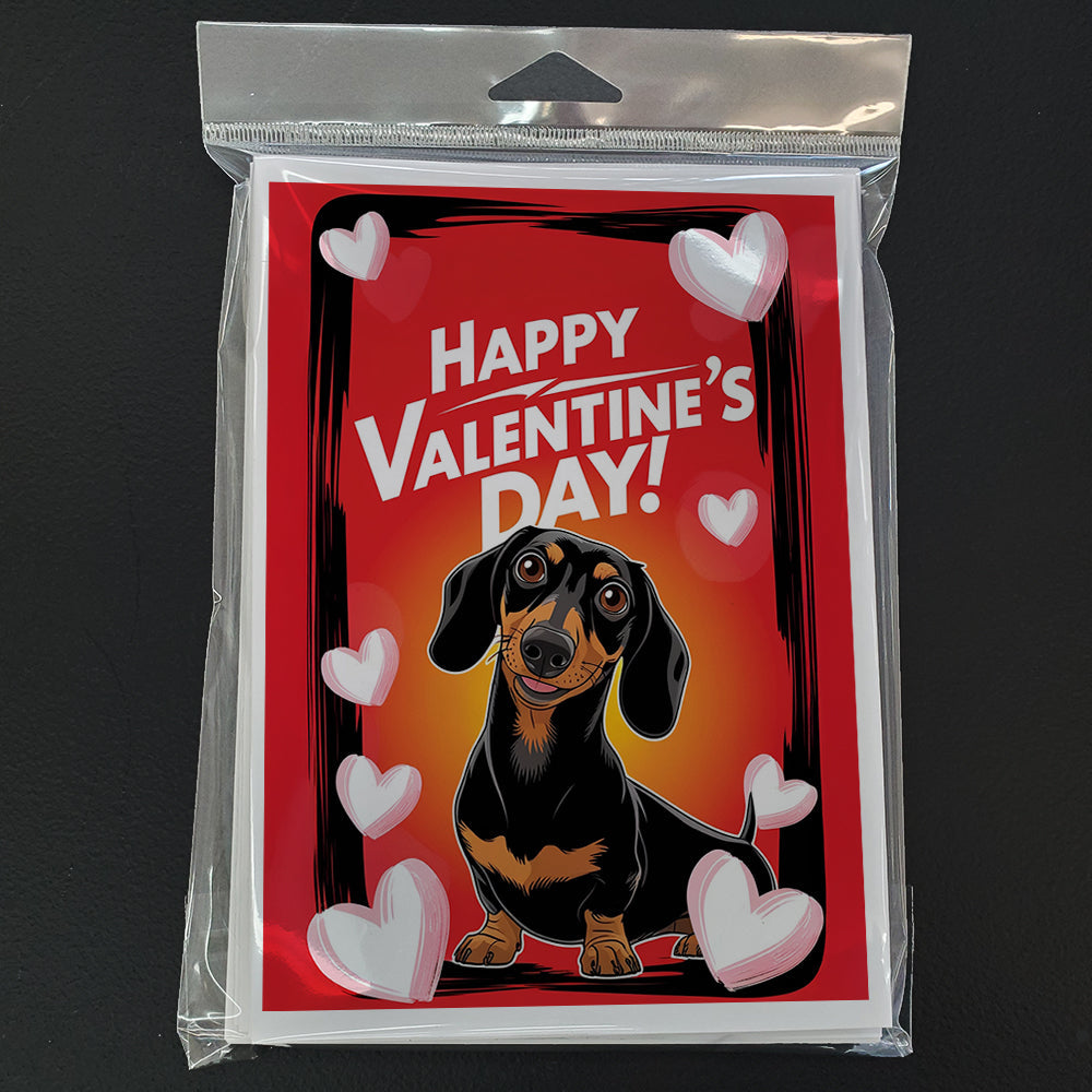 Dachshund Happy Valentine's Day Greeting Cards Pack of 8 Blank Cards with Envelopes Whimsical A7 Size 5x7
